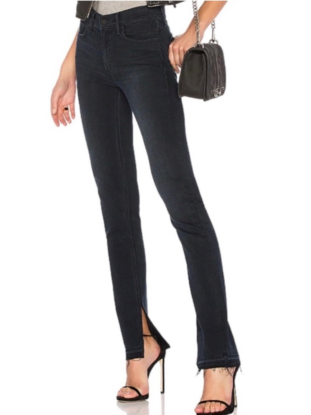MOTHER the Rascal Slit Undone hem Jeans In storm Cloud Women’s 28 Dark Blue